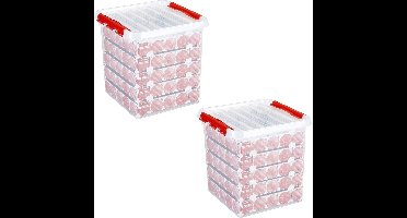 2x Kerstballen opruimen opbergboxen 38 liter - Kerstversiering/kerstdecoratie kerstballen opruimen/opbergen