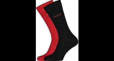 HUGO logo sokken (2-pack) - herensokken katoen - zwart en rood