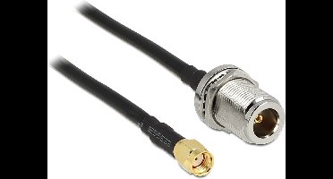 N (v) - RP-SMA (m) inbouw kabel - LMR195/RF195 - 50 Ohm / zwart - 1,5 meter
