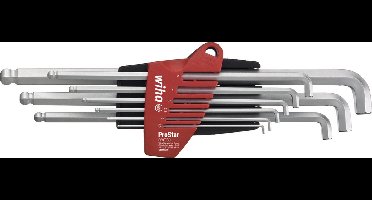 Wiha Stiftsleutelset in ProStar houder Zeskantkogelkop met kort been 10-delig mat verchroomd in blister - 35481