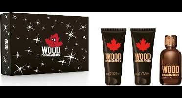 Dsquared² Wood pour Homme Giftset - 100 ml eau de toilette spray + 100 ml showergel + 100 ml aftershave balm - cadeauset voor heren