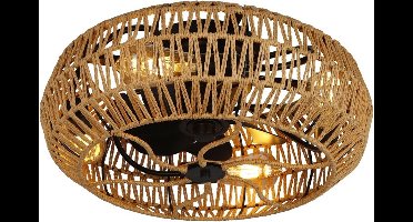 CristalRecord - Plafondventilator Greip Ø 49 cm touw beige zwart