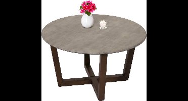 Salontafel -M62, Bijzettafel, HDF Laminaat Ø80cm - Marmer/Steen-Optiek