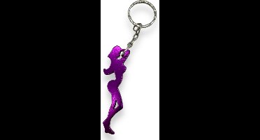 Sleutelhanger & Flesopener In 1 – Gestileerd Silhouet in Metallic Paars | Speels & Opvallend Accessoire