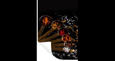 Muurstickers - Sticker Folie - Kruiden - Lepels - Zout - Specerijen - Zwart - 20x30 cm - Plakfolie - Muurstickers Kinderkamer - Zelfklevend Behang - Zelfklevend behangpapier - Stickerfolie