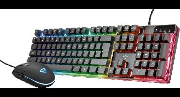 Trust GXT838 Azor Set met toetsenbord en muis USB Verlicht QWERTZ Zwart.