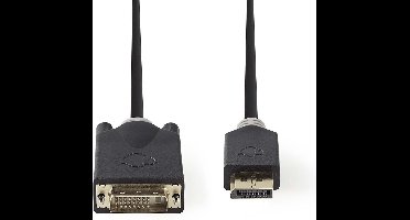 DisplayPort-Kabel - DisplayPort Male - DVI-D 24+1-Pins Male - 1080p - Verguld - 2.00 m - Rond - PVC - Antraciet - Polybag