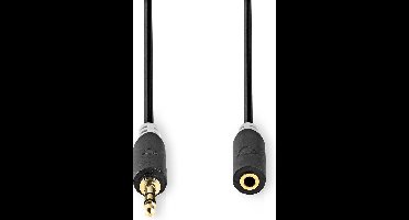 Nedis Stereo-Audiokabel - 3,5 mm Male - 3,5 mm Female - Verguld - 2.00 m - Rond - Antraciet - Doos