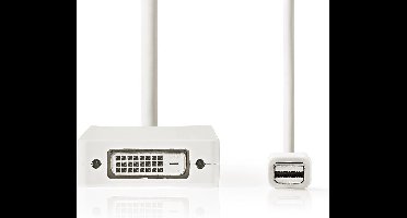 Nedis Mini DisplayPort-Kabel - DisplayPort 1.2 - Mini-DisplayPort Male - DVI-D 24+1-Pins Female / HDMI Input / VGA Female 15p - 21.6 Gbps - Vernikkeld - 0.20 m - Rond - PVC - Wit - Polybag