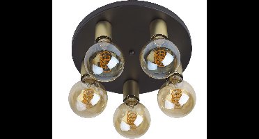 Plafondlamp Basiq 5 lichts Ø 30 cm excl. E27 zwart goud