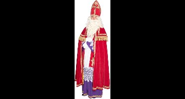 Sinterklaas verkleed kostuum - polyester - fluweel - met koker mijter - volwassenen - verkleedkleding