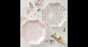 Bord - bloemen (8 hoekig)