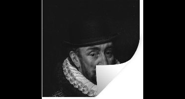 Muurstickers - Sticker Folie - Portret van Willem I - Adriaen Thomasz - Zwart - Wit - 30x30 cm - Plakfolie - Muurstickers Kinderkamer - Zelfklevend Behang - Zelfklevend behangpapier - Stickerfolie