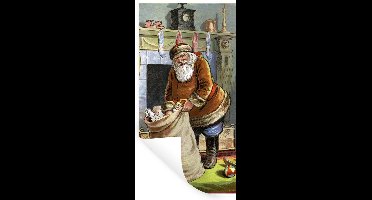 Muurstickers - Sticker Folie - Kerstman - Kerstcadeau - Vintage - 20x40 cm - Plakfolie - Muurstickers Kinderkamer - Zelfklevend Behang - Zelfklevend behangpapier - Stickerfolie