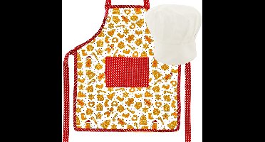 Kerstschort Voor Kinderen Incl. Koksmuts - 50 x 59 cm - 4 - 9 Jaar - 100% Katoen