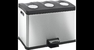 EKO - Rejoice recycling pedaalemmer 12+12+12 liter - Stainless steel Plastic - mat RVS - Prullenbak