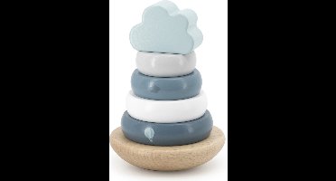Label Label - Houten Tuimelring Piramide - Blauw - FSC Hout - 6 Onderdelen - Stimuleert Motorische Ontwikkeling - Geschikt voor Kindjes vanaf 12 Maanden