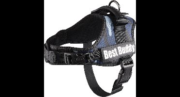 Flamingo Pluto Liberty - Harnas Honden - Harnas Best Buddy Pluto Blauw Camouflage M 60-80cm 38mm - 1st - 122528 - 1st
