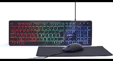 Gembird KBS-UML-01 Toetsenbord met Muis complete Set - Met Muismat - RGB Regenboog Verlichting - Zwart