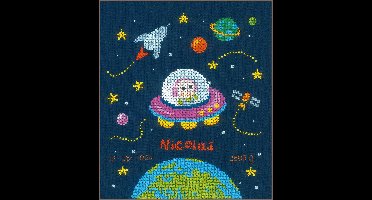 Vervaco - Telpakket kit - Geboorte - Baby astonaut - PN-0157613 - Borduren - Borduurpakket - Borduurpakket geboorte - Borduurpakket volwassenen