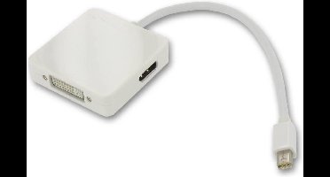 Dolphix - 3 in 1 Mini DisplayPort naar DVI, HDMI en DisplayPort Adapter - 20cm Wit