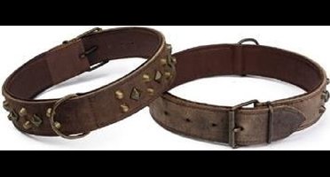 Leren halsband Mohican. Bruin.