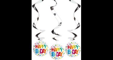 Folat - Happy Bday Stippen Hangdecoratie - 3 stuks