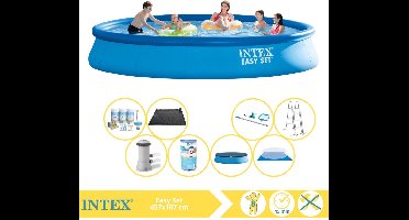 Intex Easy Set Zwembad - Opblaaszwembad - 457x107 cm - Inclusief Onderhoudspakket, Filter, Onderhoudsset en Solar Mat