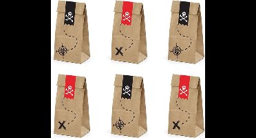 PartyDeco Traktatie Zakjes Piraten Feest pk/6
