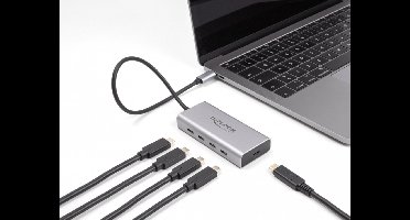 Delock USB 10 Gbps USB Type-C™ Hub with 4 x USB Type-C™ female + 1 x USB Type-C™ PD 85 Watt with 30 cm connection cable