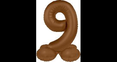 Folat Original - Staande folieballon Cijfer 9 Chocolate Brown - 72 cm