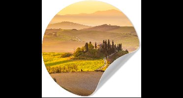WallCircle® - Behangcirkel 30x30 cm - Muurstickers Toscane - Heuvels - Landschap - Muurcirkel woonkamer - Wandcirkel slaapkamer - Kamer decoratie zelfklevend - Muurdecoratie accessoires