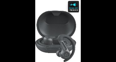 JLab JBuds Sport ANC 4 Draadloze oordopjes – Oortjes Draadloos - Hybrid Active Noise Cancelling - 60 Uur Afspeeltijd - IP66 Waterbestendig - Aanpasbare EQ3 instellingen - Bluetooth multipoint - Hardlopen - Zwart