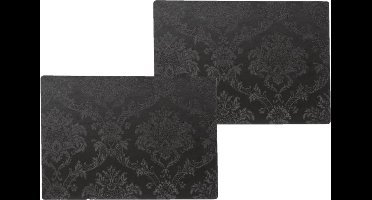 4x stuks wicotex tafel placemat amatista - zwart - 30 x 43 cm - stevige onderlegger - anti-slip - pu coating toplaag