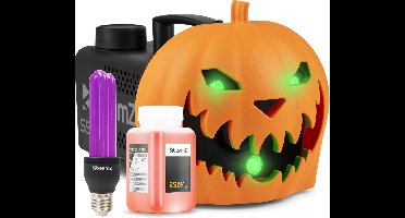 BeamZ Halloween rookmachine partyset - Met opklikbare pompoen - UV blacklight lamp en lichteffecten