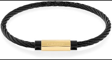Calvin Klein CJ35000420 Heren Armband - Minimalistische armband - Sieraad - Staal - Zwart - 4 mm breed - 19.5 cm lang