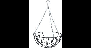 Nature Hanging basket - metaaldraad - donkergroen - 16 x 30 cm - hangende bloemen - geplastificeerd metaaldraad - bloemenmand