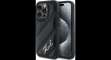 Karl Lagerfeld Diagonal Quilted Script hoesje voor iPhone 13 Pro / 13 - zwart