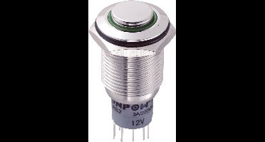 TRU COMPONENTS 701795 LAS2GQH-22E/G/12V/S/P Vandalismebestendige druktoets 250 V/AC 3 A 2x aan/(aan) Moment Groen IP65