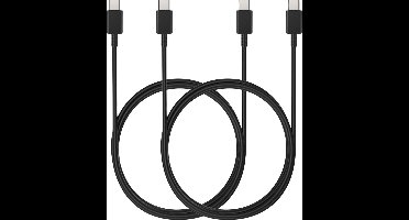 2x USB C naar USB C Kabel Zwart - 2 meter - Oplaadkabel voor Samsung Galaxy A14 4G / A14 5G / A34 5G / A54 5G