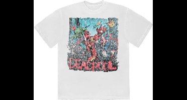 Marvel Deadpool - Hero Scene Vintage Heren T-shirt - XL - Wit