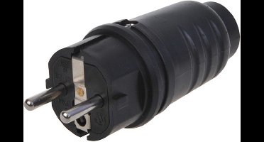ProPlus Schuko stekker - geaard en slagvast - 230V - IP44 - zwart