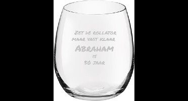 Gegraveerde Drinkglas 39cl Zet de rollator maar vast klaar abraham is 50 jaar