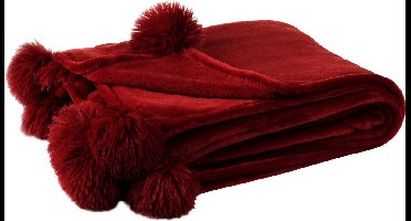 PLAID POM POLYESTER rood 130X170