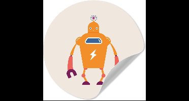 Behangsticker kind - Kinderdecoratie - Robot - Antenne - Oranje - Bliksemschicht - 30x30 cm - Wanddecoratie meisjes - Muurdecoratie kinderkamer