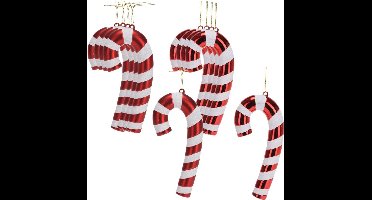 Christmas Decoration kersthangers/kerstornamenten zuurstokken- 12x - kunststof- 17 cm