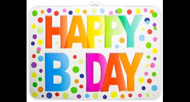 Happy Bday Stippen Deurbord - 52x38cm
