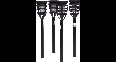 Benson Tuinfakkels - 4x stuks - solar - vlameffect - 41 cm - op zonne-energie - Prikspots tuinverlichting