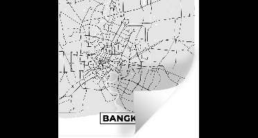 Muurstickers - Sticker Folie - Bangkok - Stadskaart - Plattegrond - Zwart Wit - Kaart - 30x30 cm - Plakfolie - Muurstickers Kinderkamer - Zelfklevend Behang - Zelfklevend behangpapier - Stickerfolie