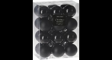 Christmas Decoration Mini kerstballen - 24x st - zwart - D3 cm - kunststof - kerstversiering - onbreekbaar